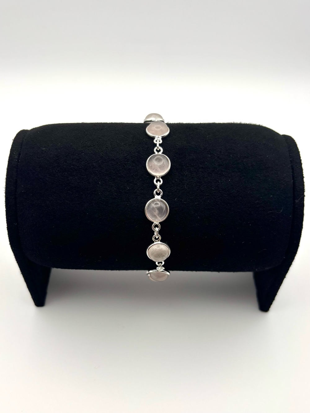 Sterling silver rose quartz bracelet